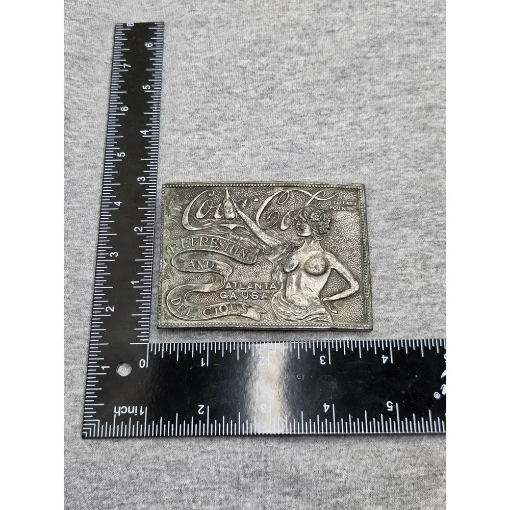 Vintage Coca Cola Solid Brass Tiffany Studios Atlanta Belt Buckle Collectible